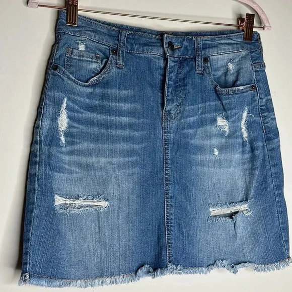 Mossimo Ripped Denim Skirt - Picture 1 of 5